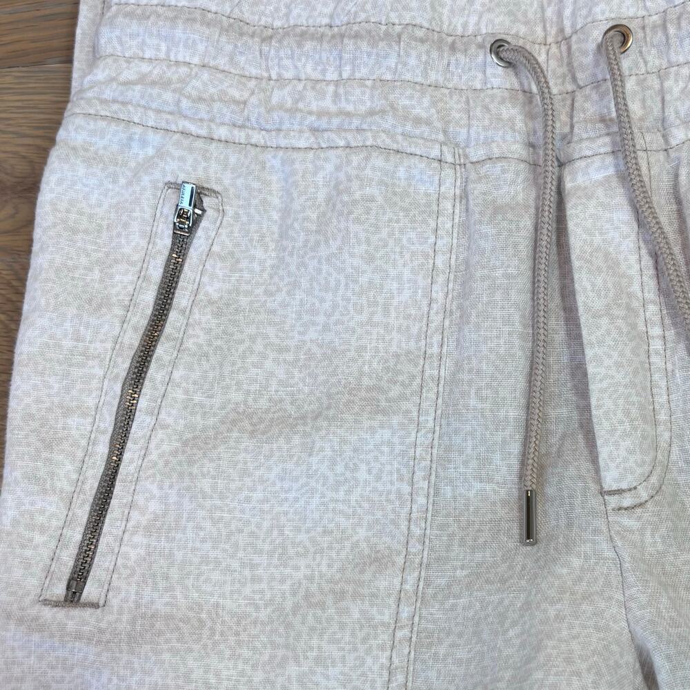 Athleta Cabo 100% Linen Jogger Cheetah Print Cream Athleisure Women Size 4 - Picture 9 of 12